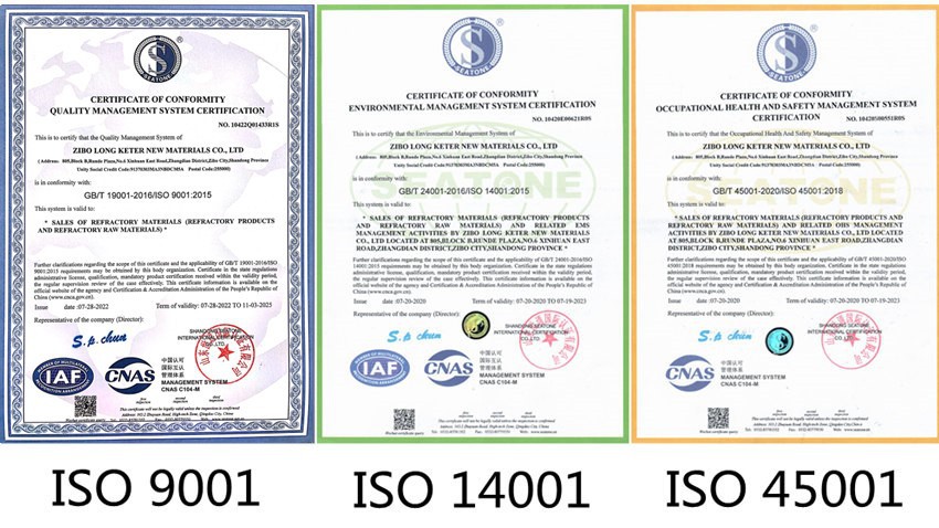 ISO certificate of refractory materials 2